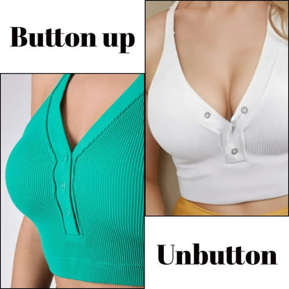 Women’s Seamless Ribbed Henley Crop